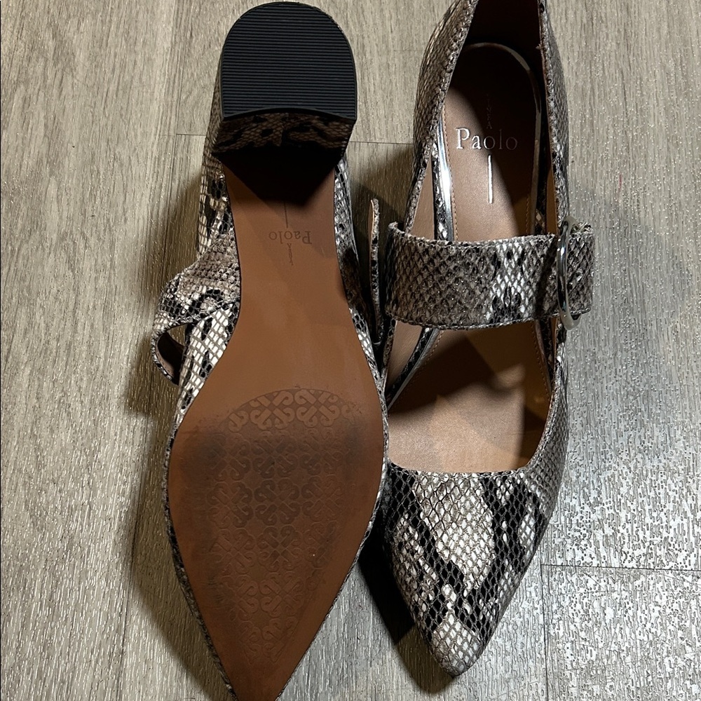 Paolo Women's Snakeskin Heels - Black and Gold - Picture 6 of 9